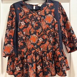 Maison Jules Peplum Top Wallpaper Flower Print